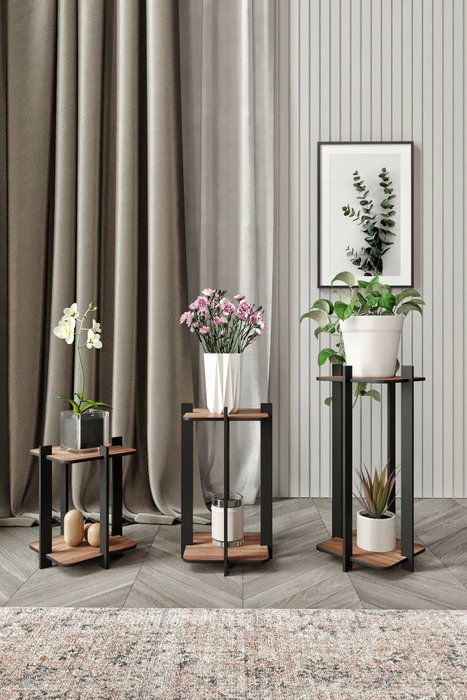 Hanah Home Flower Desk Square - Walnut